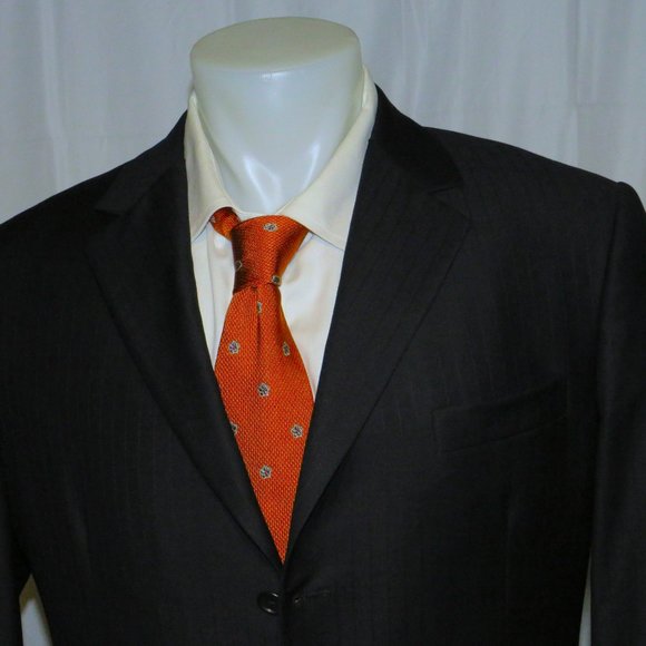 Rocco Ciccarelli Custom Tailoring Dark Blue Striped Three Button Suit 40L - Picture 5 of 14